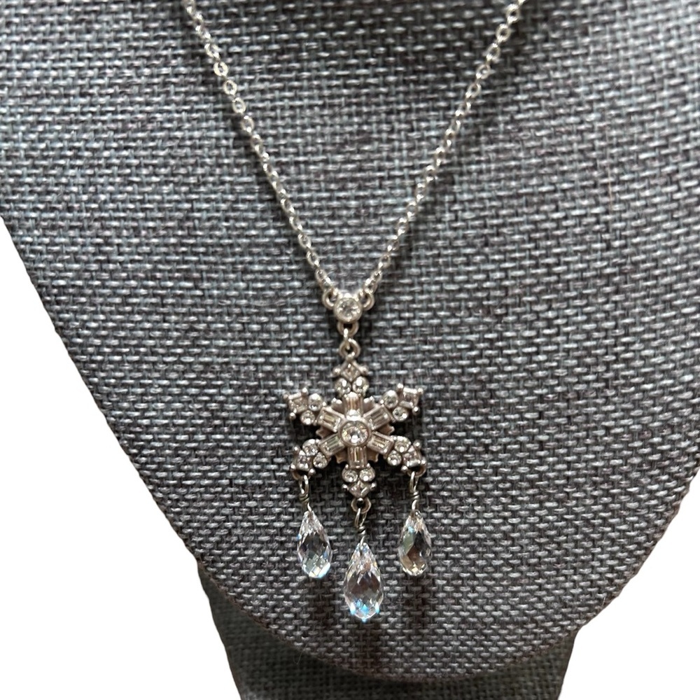 Brighton silver plated Artica Snowflake necklace crystal rhinestones winter Elsa